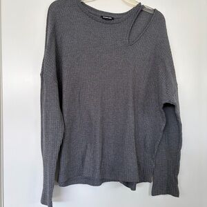 Express Gray Waffle Knit Long Sleeve Top Size Large Used